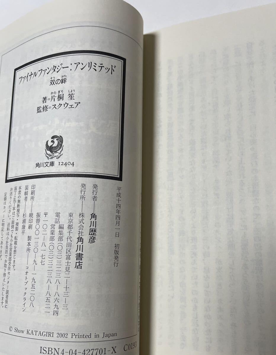 ファイナルファンタジー:アンリミテッド［双の絆] 著・片桐笙 FFU